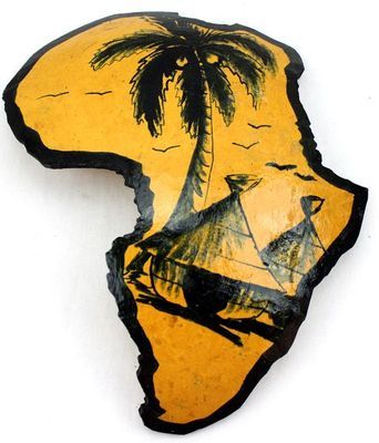 Carte afrique. Peinture sur calebasse découpée 6579-S6V-1810